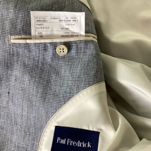 NWT Paul Fredrick Mens 100% Linen Blazer Jacket 52L Classic Fit - Picture 6 of 15